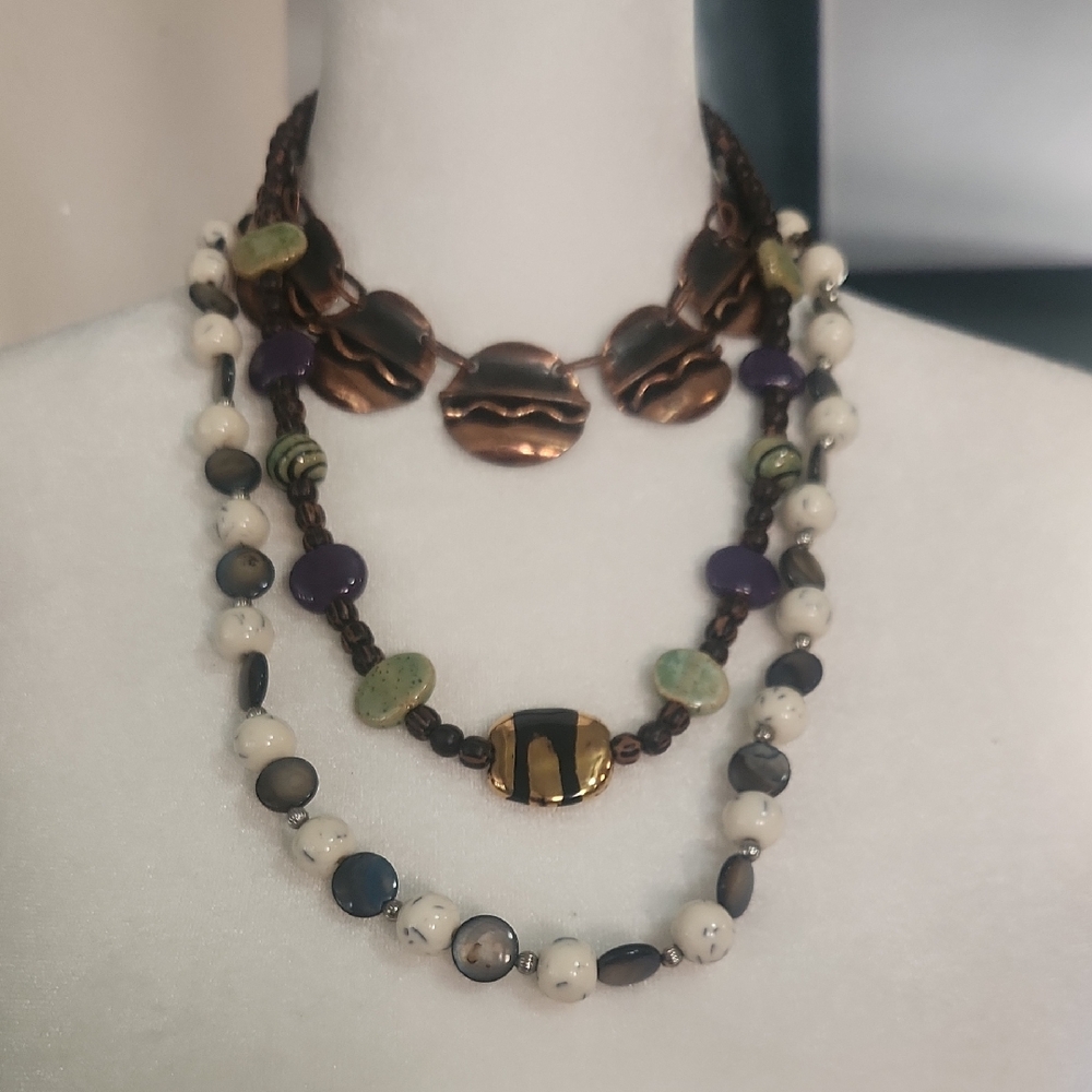 Earthy Brown and Green Bohemian Necklace